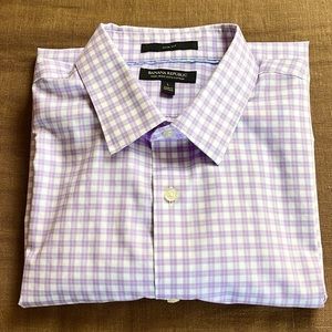 Banana Republic Slim Fit No-Iron Cotton Shirt Purple White Large